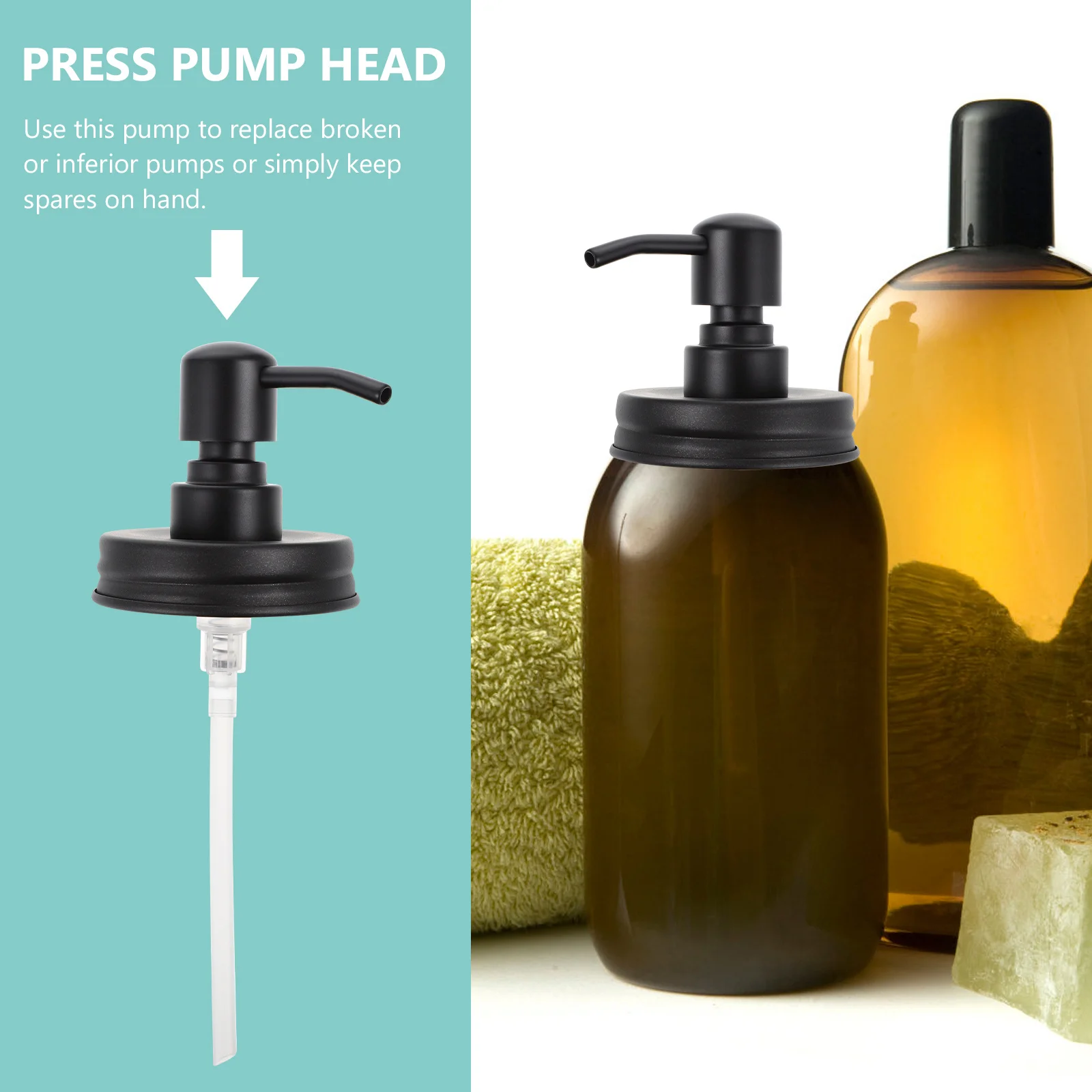 1 قطعة موزع الصابون الفولاذ المقاوم للصدأ غطاء الصحافة رأس المضخة لزجاجات الجرة استبدال المضخة القديمة وظيفة الاستغناء السلس