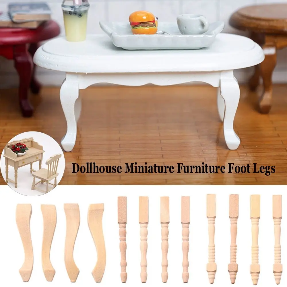 4pcs Christmas Gift DIY European Style Dollhouse Decor Accessories Doll Wood Carved Cabinet Seat Feets Miniature Furniture Foot