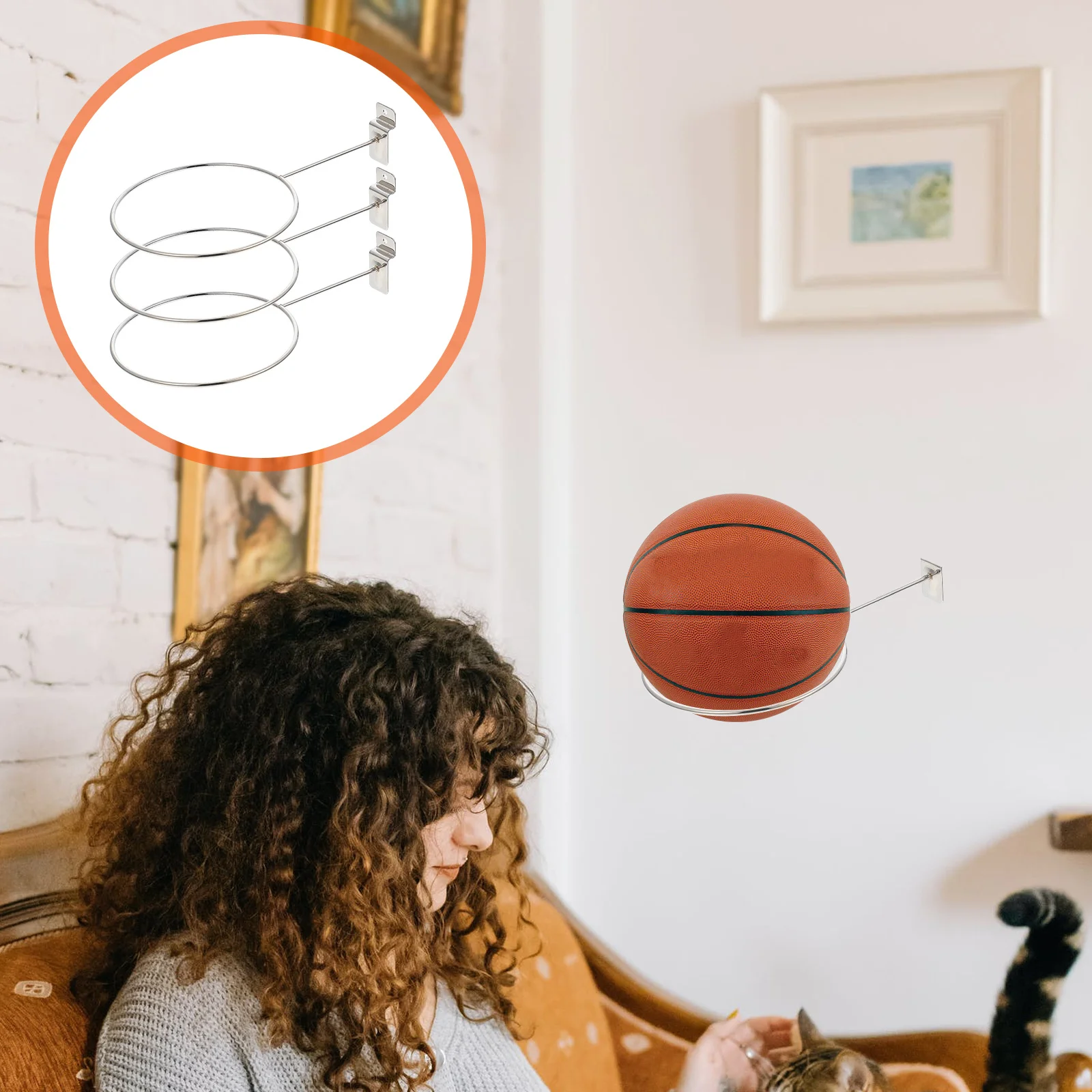 

3Pcs Mall Basketball Rack Premium Iron Construction Stable Display Basketball Holder Iron Balls Storage Rack Ball Holder
