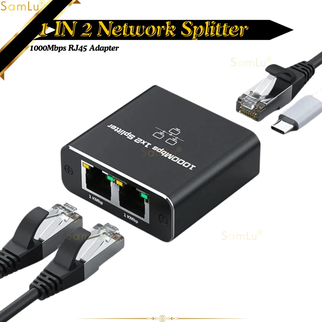 

1 IN 2 Network Splitter 1000Mbps RJ45 Adapter Gigabit Converter Internet Ethernet 8P8C Extender Plug Extension