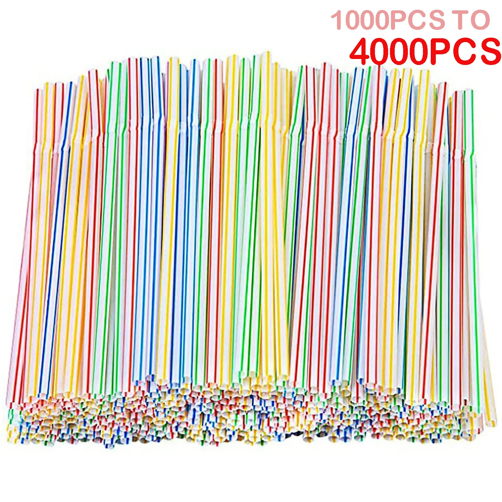 1000-6000Pcs Colorful Disposable Plastic Curved Drinking Straws Reusable Straw Wedding Party Bar Drink Accessories Birthday