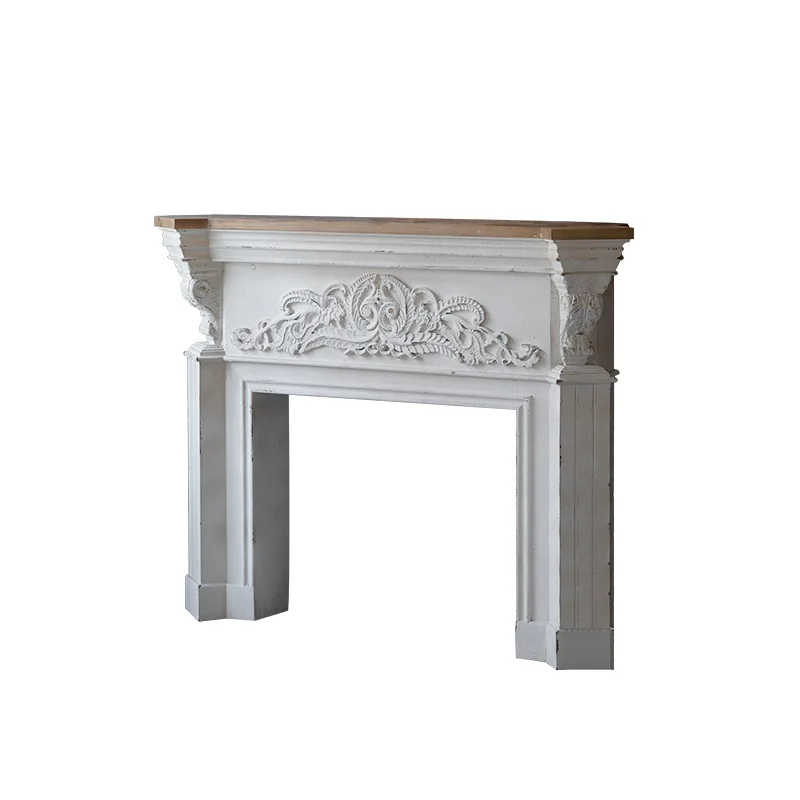 

American solid wood wedding, decorative mantel, European retro and old, relief bed and breakfast living room entrance