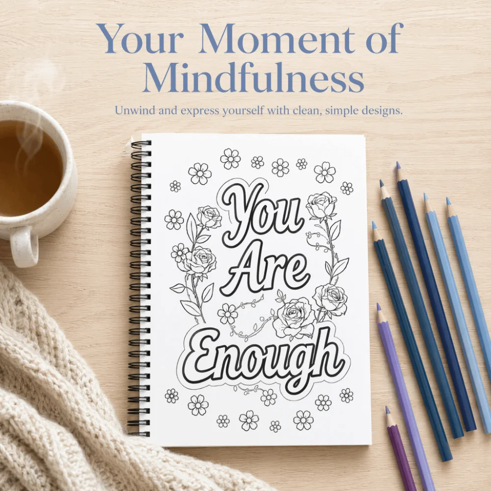 Cheerful Mental Health Coloring Book A4 Size Spiral Bound Inspirational Coloring Book Relaxation Self Care Focus