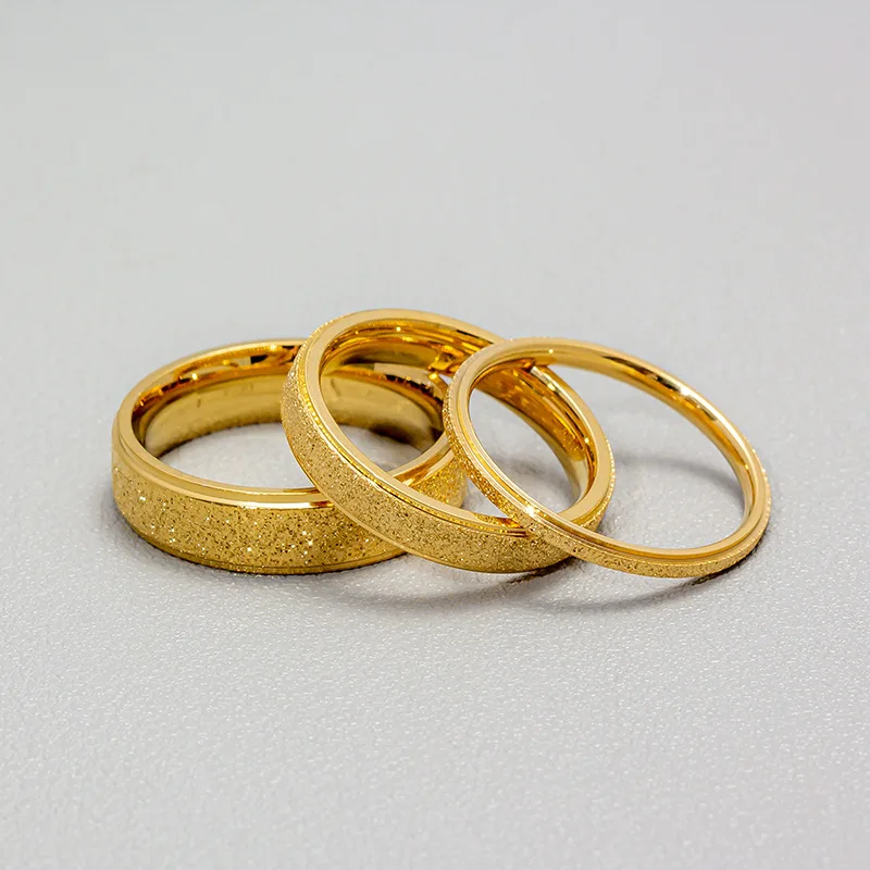 2mm 4mm 6mm Silver Rose Gold Color Frosted Finger Ring For Woman Man Wedding Jewelry Stainless Steel Couple Ring