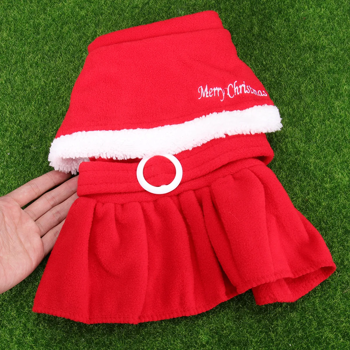 

Рождественское платье для собак из флиса, двухслойное, теплое, размер 2XL, милое платье для щенков, одежда для прогулок и фотосессий