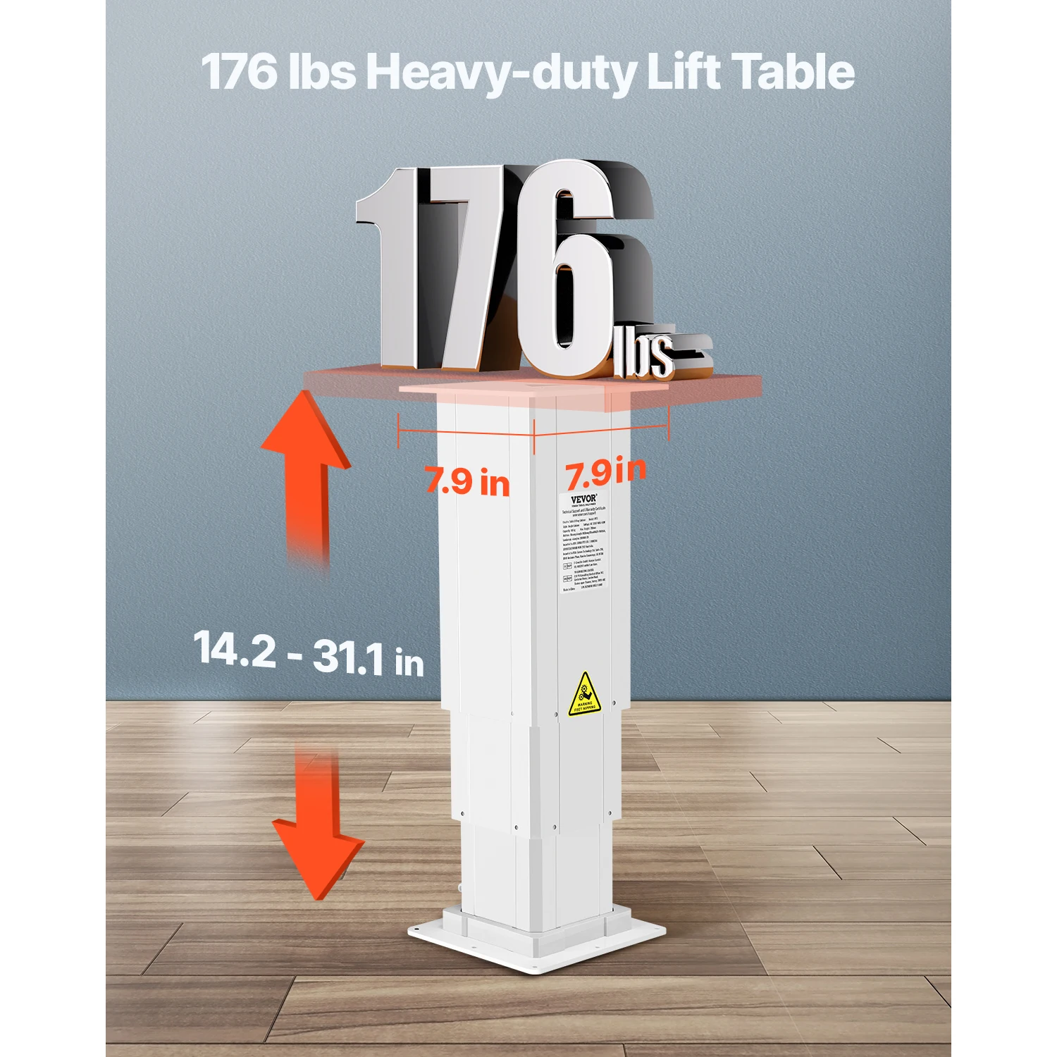 VEVOR 176Lbs نظام عمود الرفع الكهربائي 14.2in-31.1in ارتفاع ثلاث مراحل قابل للتعديل مع طاولة رفع التحكم في الطاقة للمكتب