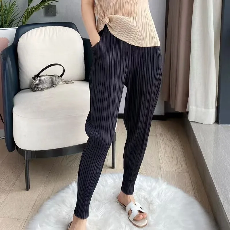 

Women's Pants Pleated Carrot Pants Spring Summer Autumn Casual Pleated High Waist Small Leg Nine Minutes Harem Large Size Pants