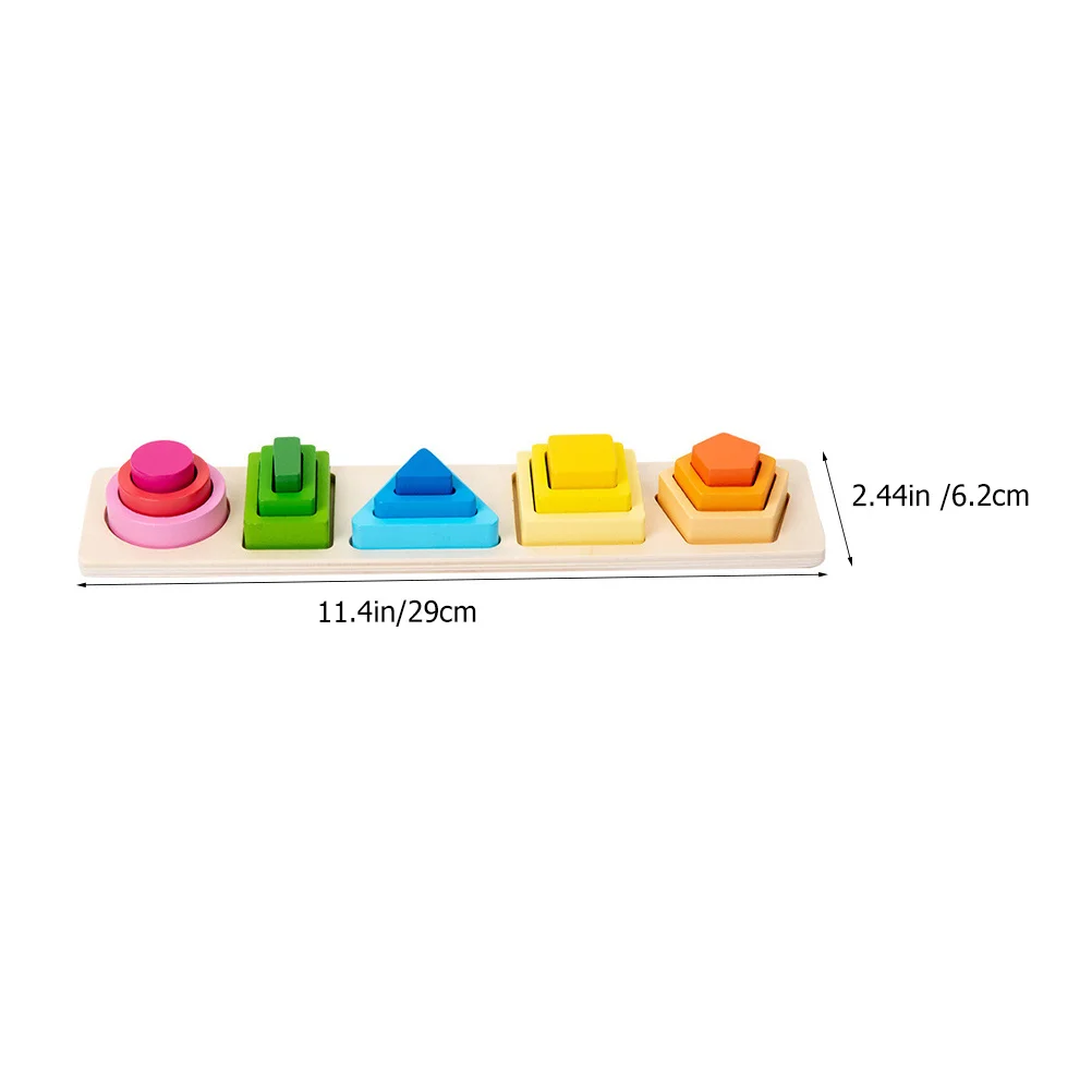 1 ensemble de Puzzle empilable de formes géométriques en bois, formes colorées préscolaires assorties, cognitif éducatif pour tout-petits