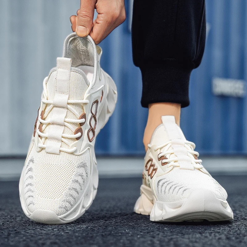 

Neutral Summer Running Shoes Lightweight Mens Womens Fashion Athletic Trainers Breathable Elastic Lace Up Sneakers