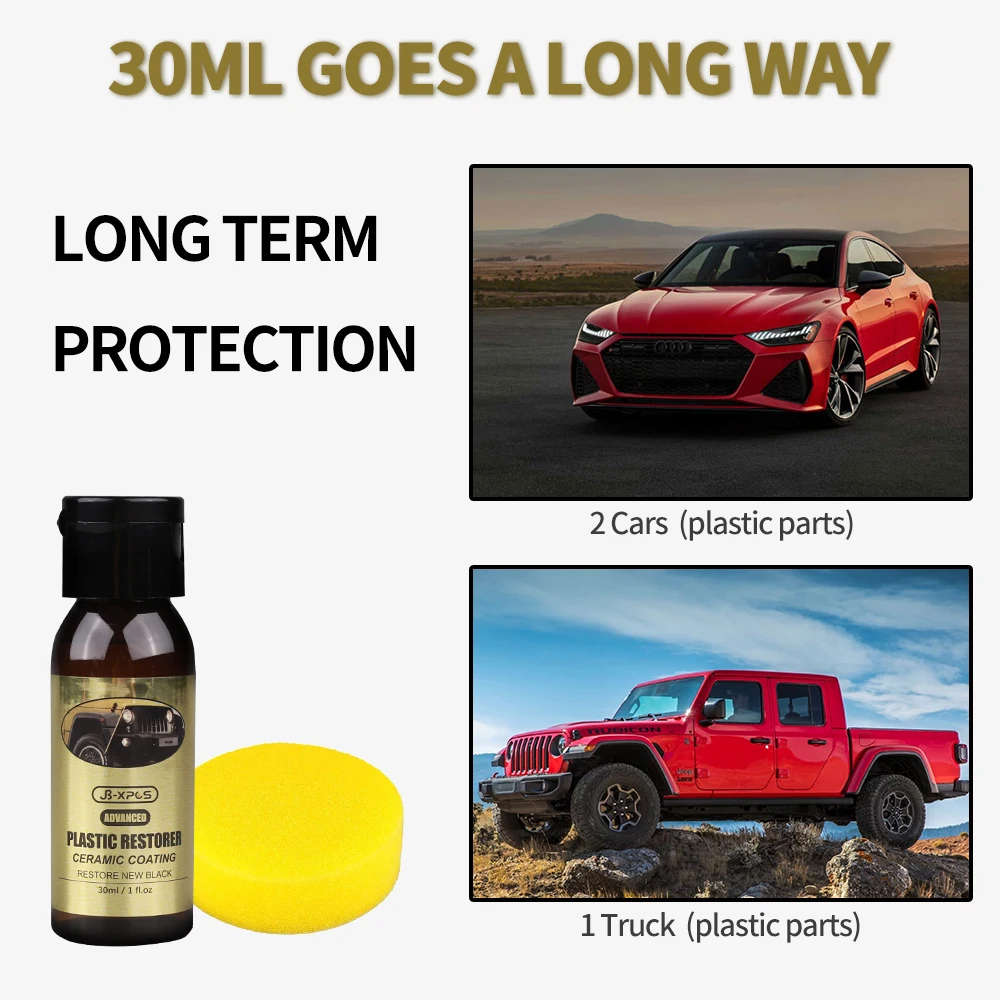 Car Plastic Restorer Ceramic Coating 2-3 Years Long-Lasting Protect Repair Whitening Black Shine Plastic Trim & Rubber Care