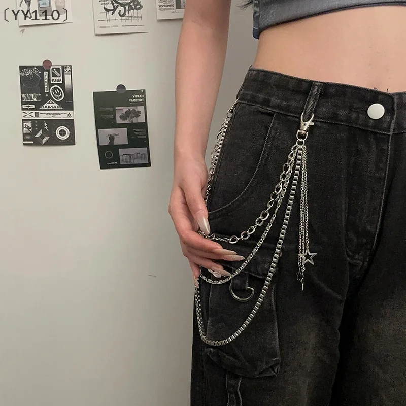 〔YY110〕Star Tassel Metal Waist Chain Pants Chain Clothing Pendant Pants Jeans Belt Keychains Chain Jewelry
