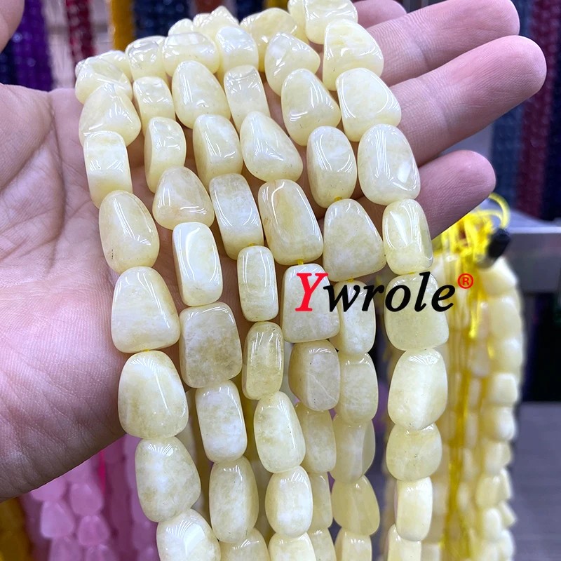 12x17MM Natural Stone Light Yellow Jades Chalcedony Loose Spacer Beads for Jewelry Making DIY Earrings Bracelet  Accessories