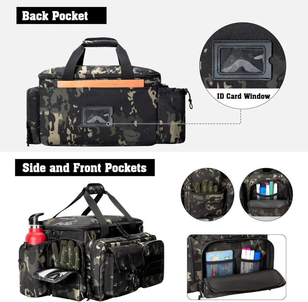 Tactical Pistol Range Bag with 4 Pistol Cases, Padded Gun Duffle with 16 Magazine Slots and Extra Pockets for Ammo and Essentials view 5