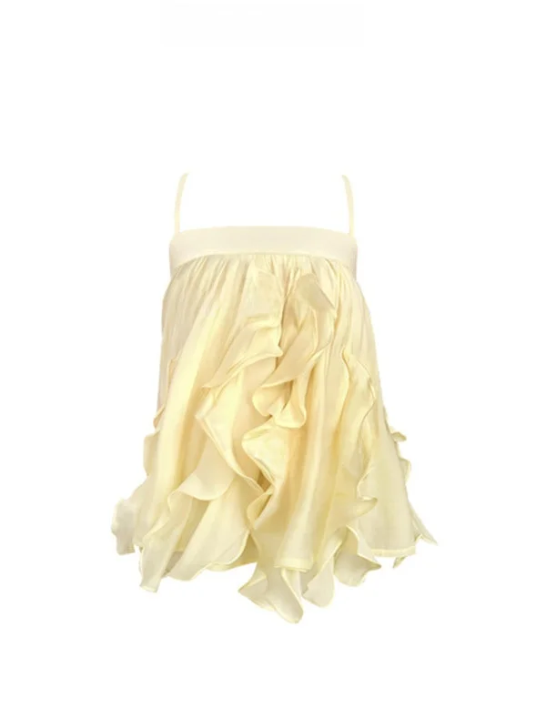 

Желтый топ с открытыми плечами Ele P, весенняя мода, французский стиль, очаровательный, с декоративными элементами, больших размеров, для женщин