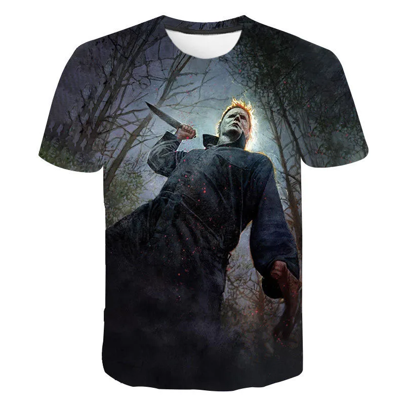 Halloween 3D Printed T-Shirts Horror Michael Myers Streetwear Men Women Fashion Short Sleeve T Shirt Kids Tees Tops Man Clothing