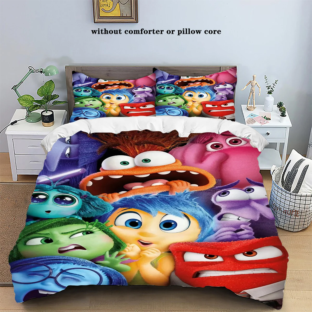 

Disney Inside Out 2 Duvet Cover Set Cartoon Joy Sadness Embarrassment Quilt Cover Pillowcase Set Bedding Set Queen King Size