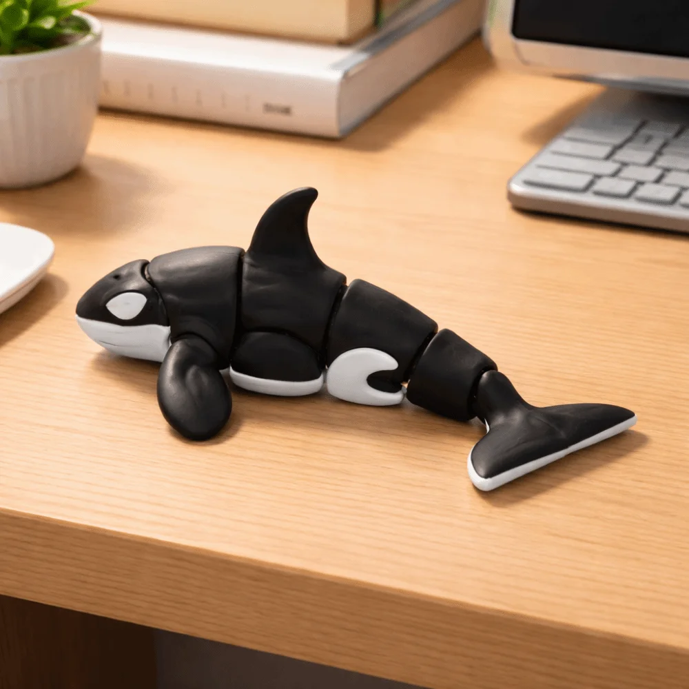 Creative Flexible 3D Printed Animal Joint Mini Unique Simulation Animal Multi-Joint Movable Whale Figurine Gifts