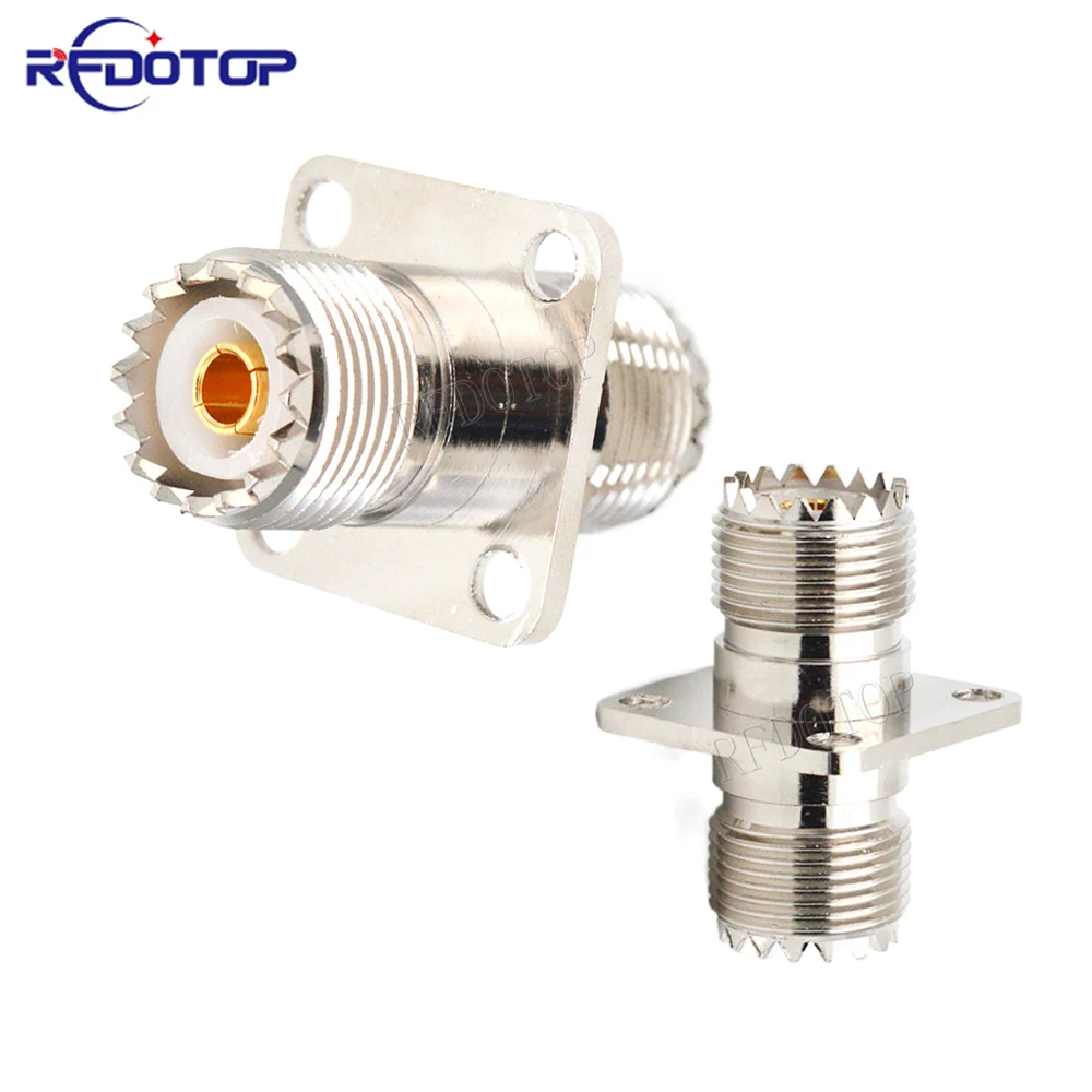 1Pcs SO239 UHF Female to UHF Female Panel Mount 4 Holes Flange RF Coax Adapter Connector