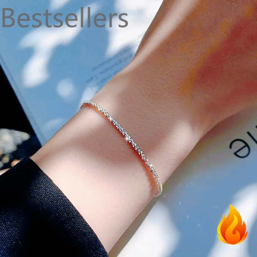 Wholesale 925 sterling silver Shiny chain bracelets for women lady nice wedding party daily outfits parties Valentine's Day gift