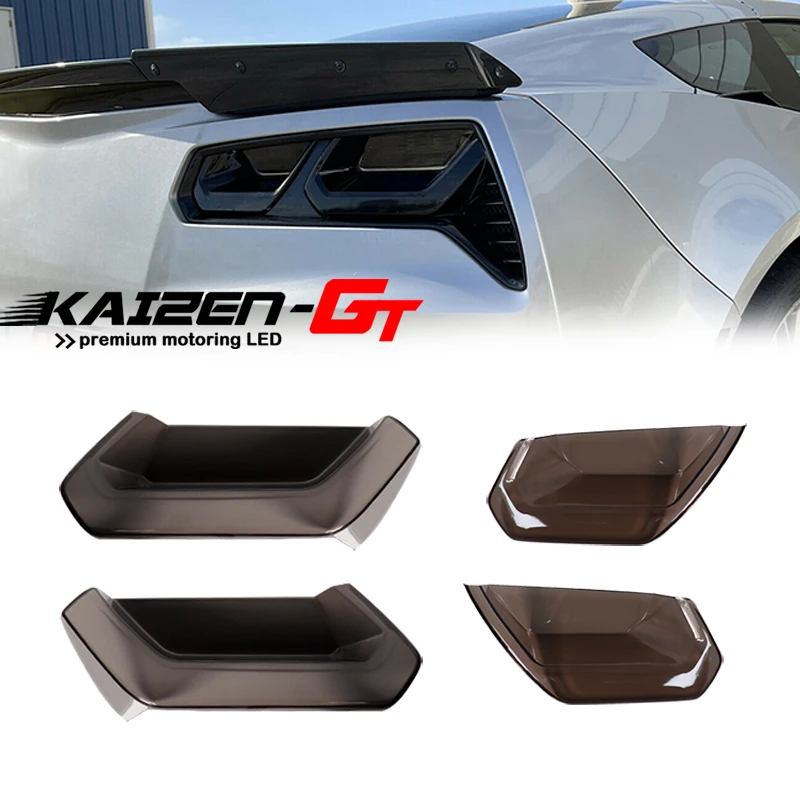 4PCS Acrylic Lens Rear Fog Light Tail Light Blackout Covers Kit For Corvette C7 2014 2015 2016 2017 2018 2019 Car Accessories