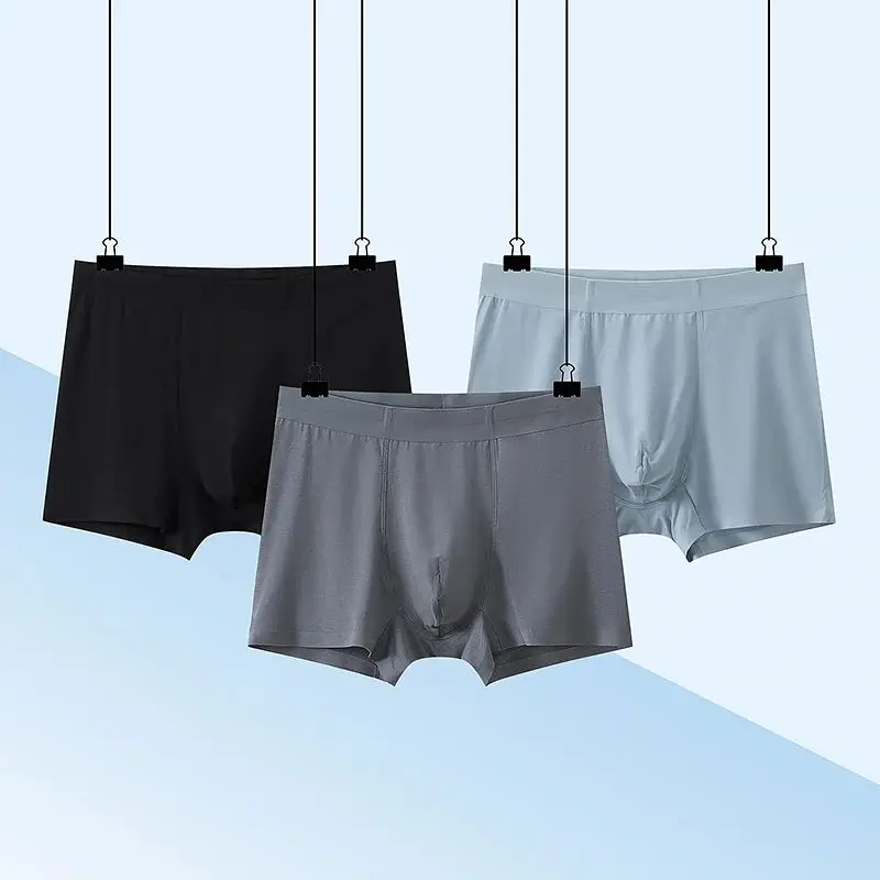 

Recommended One Thousand Times! Men's Silk Modal Briefs Mid-Waist Flat Angle Underwear Comfortable Seamless Large Size