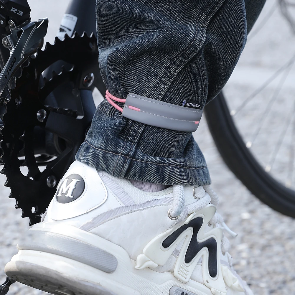 Reflective Cycling Pants Cuff Band Adjustable Bicycle Trouser Bands Biking Safety Bands for Night Walking Cycling Running