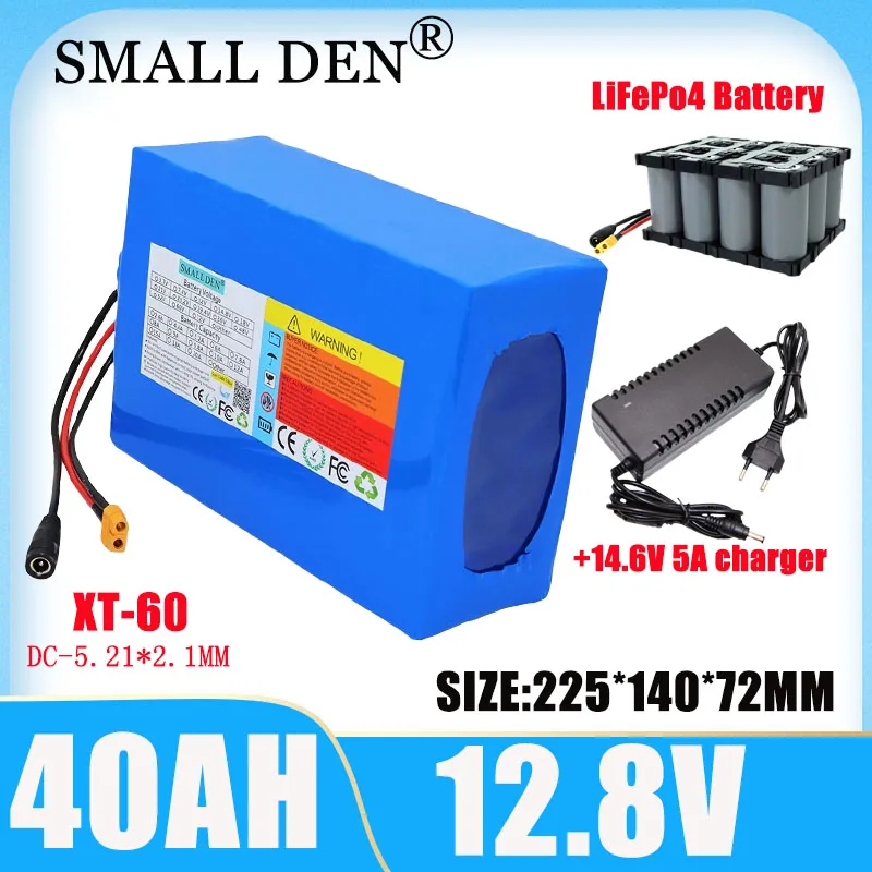 

12.8V 40Ah Lifepo4 battery pack 4S6P with built-in 40A maximum 100A balanced BMS electric bike electric scooter+14.6V 5A charger