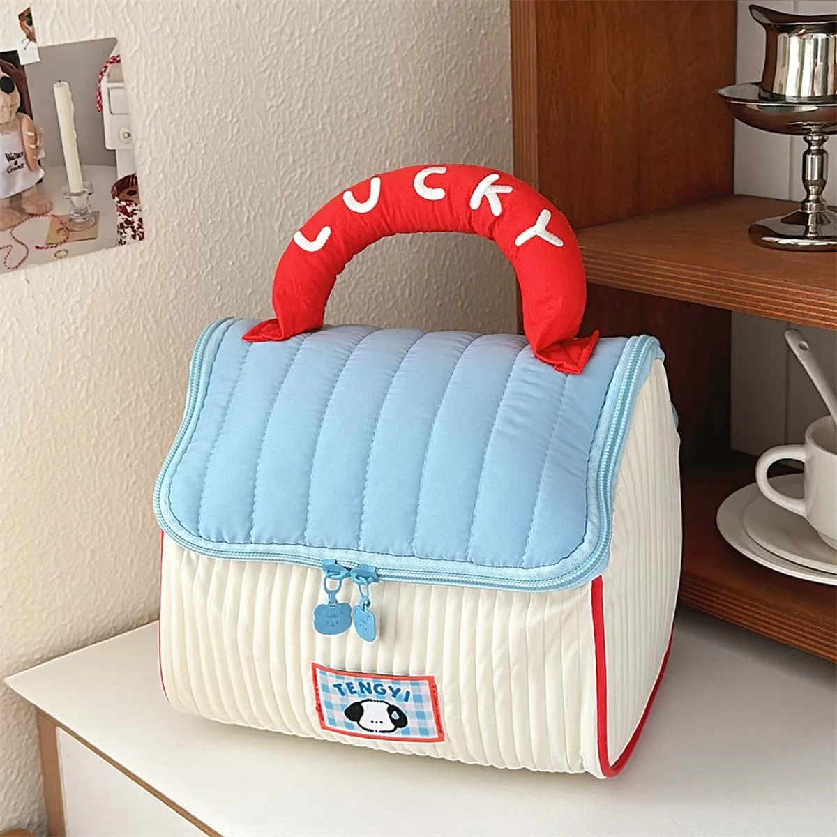 Cute Cabin Makeup Bag Girls Large capacity skincare storage bag Portable portable travel toiletry bag