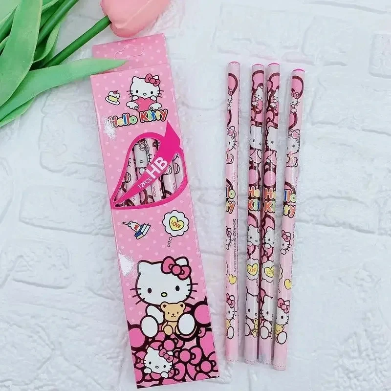 Sanrio 60pcs Pencil Cartoon My Melody Hello Kitty Primary Student Stationery Hb Black Wooden Pencil School Children Writing Tool