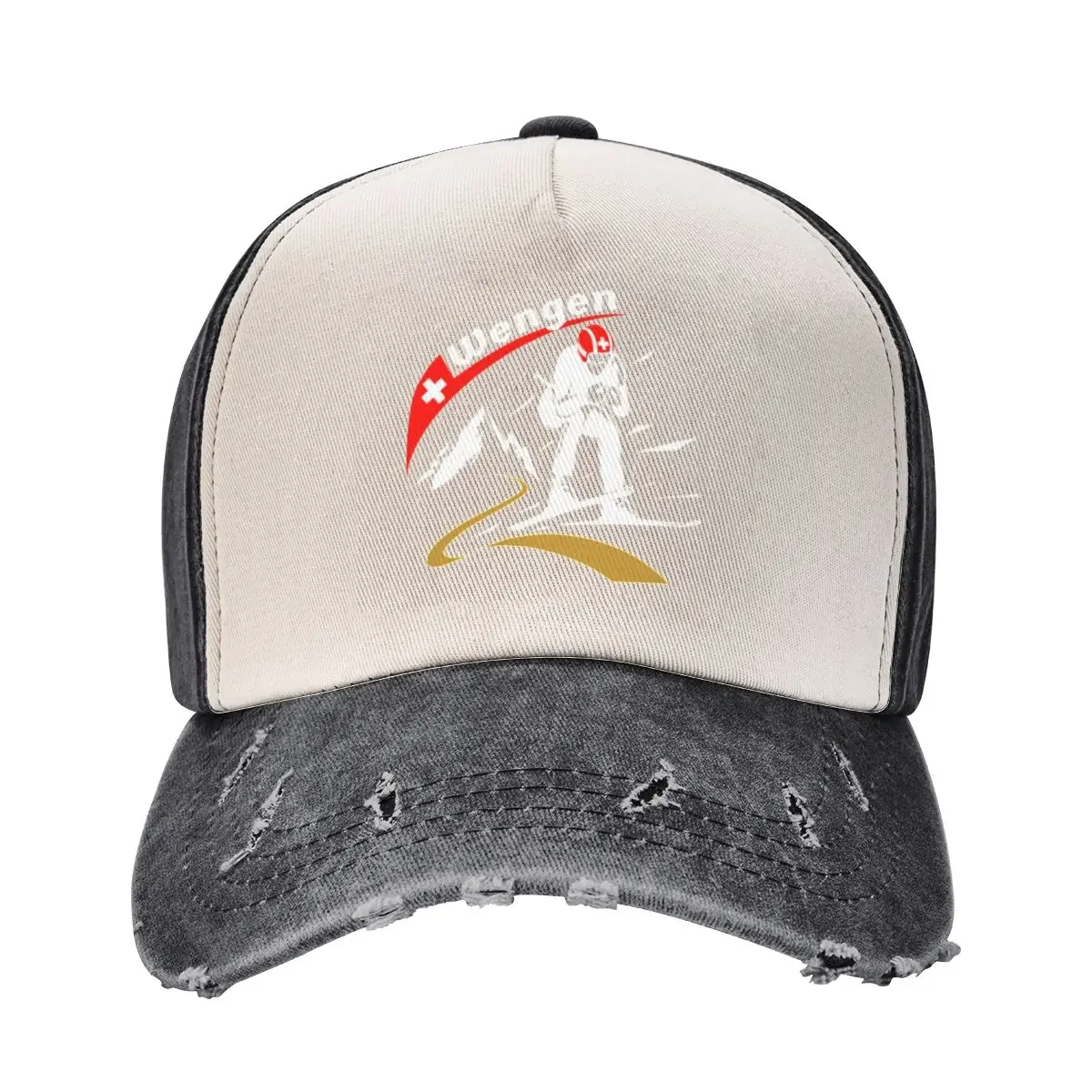 Skiing | Downhill Skier | Wengen | Ski Baseball Cap Designer Hat Luxury Man Hat Golf Cap Mens Women's