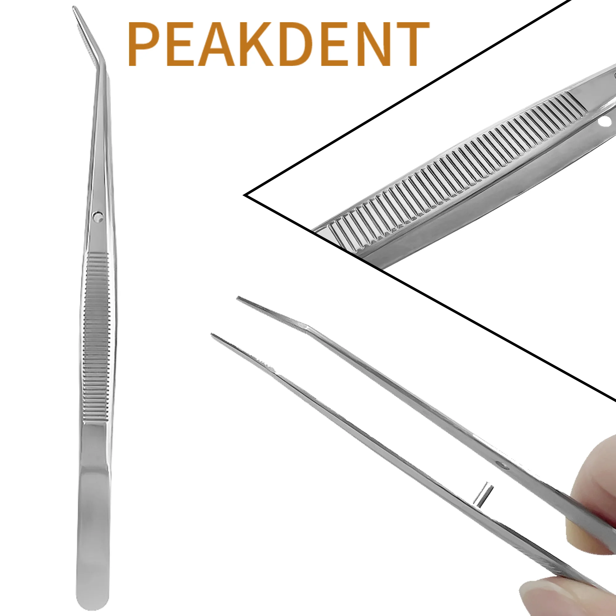 ทันตกรรมผ้าฝ้ายแหนบสแตนเลสผ่าตัด Serrated Curved Tweezer Pick Up ผ้าฝ้ายคลิป FORCE เครื่องมือผ่าตัดทางการแพทย์