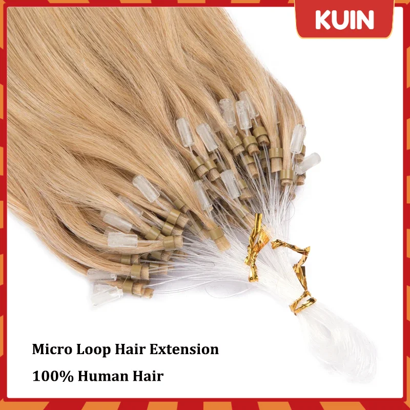 Straight Micro Loop Hair Extension 100% Remy Human Fusion Hair Micro Link Natural Human Hair for Women 50pcs/Set Ombre Blonde