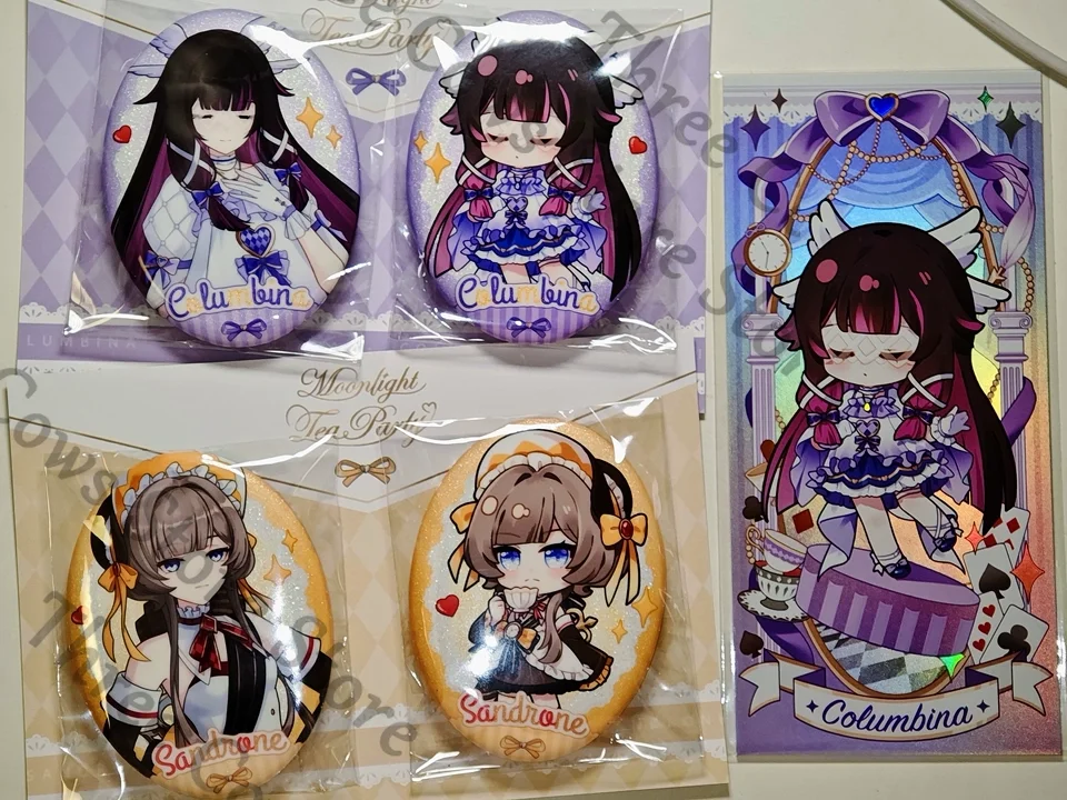 

Anime Genshin Impact Columbina Sandrone Arlecchino Scaramouche Furina Tartaglia Cosplay Cartoon Badge Standing Sign Card Gift