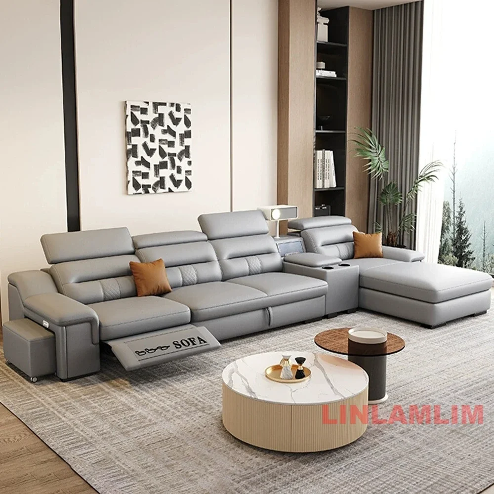 Linlamlim Multifunctional Convertible Sofa Bed Electric Reclining Sectional Couch, Folding Sofa with Power Recliner & Storage