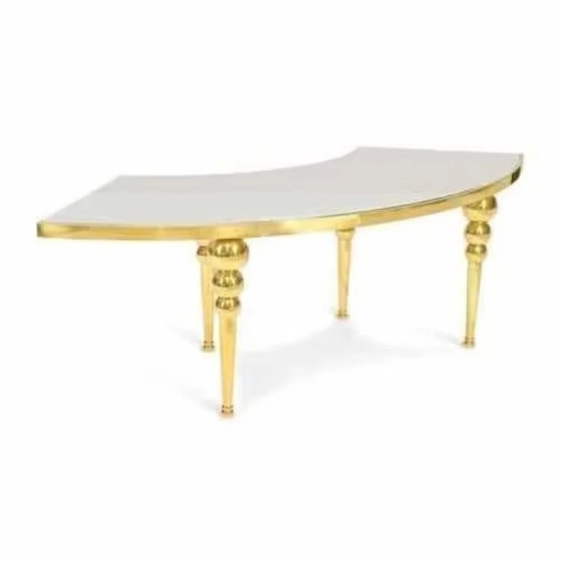Gold-plated stainless steel wedding table, large outdoor party half-month table, connecting modern farmhouse