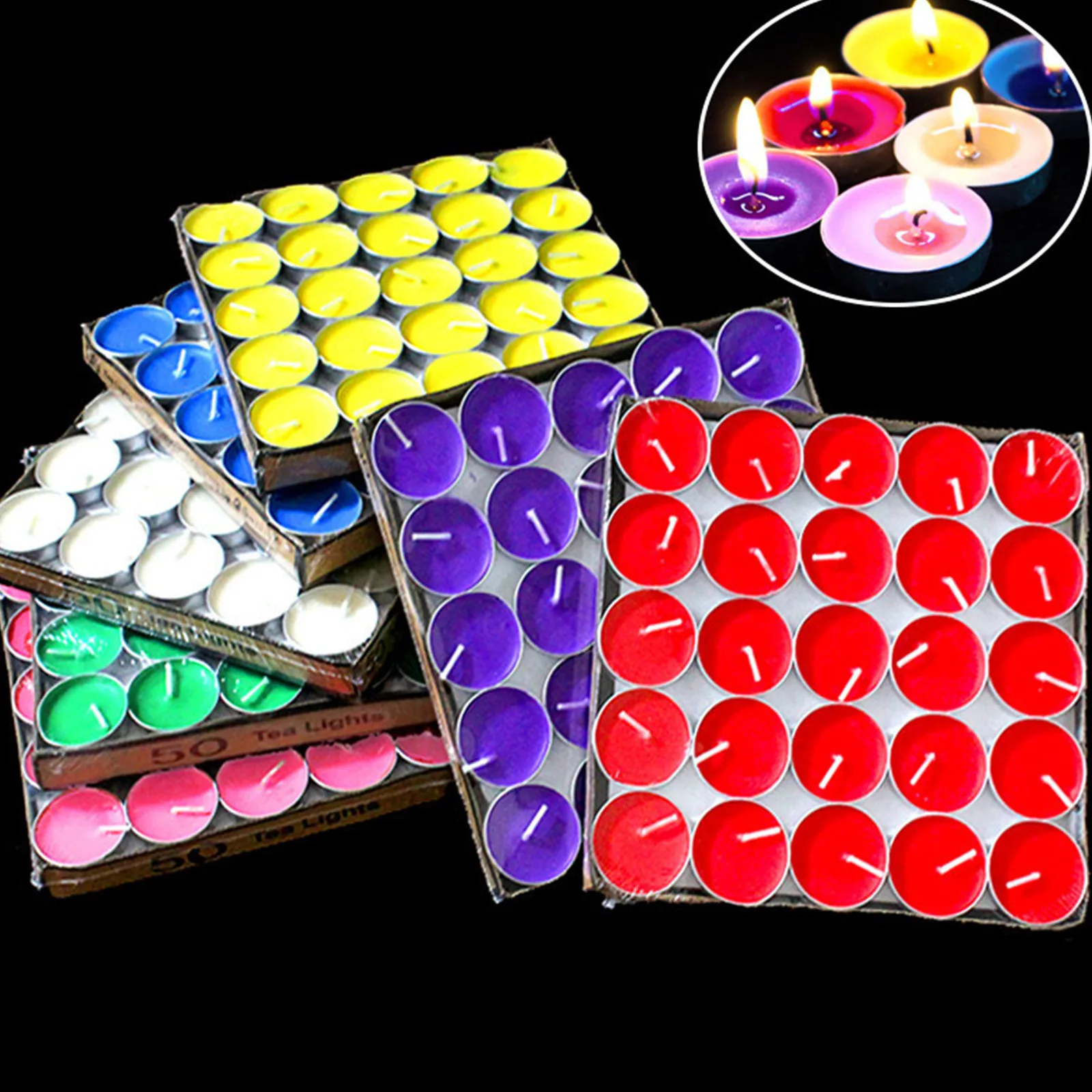 50 Smokeless Colored Small Round Candles Proposal Birthday Party Atmosphere Decoration Romantic Confession Decorative Candles