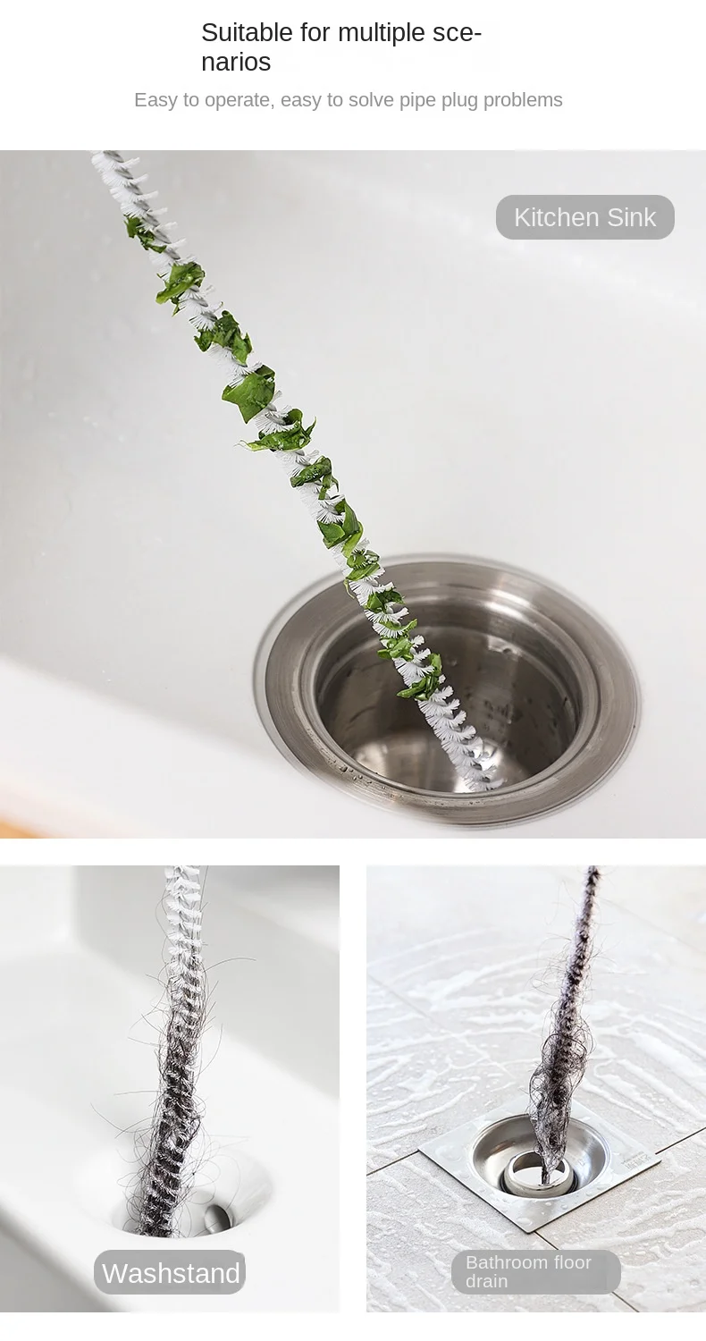 3126 45cm Pipe Dredging Brush Bathroom Hair Sewer Sink Cleaning Brush Drain Cleaner Flexible Cleaner Clog Plug Hole Remover Tool