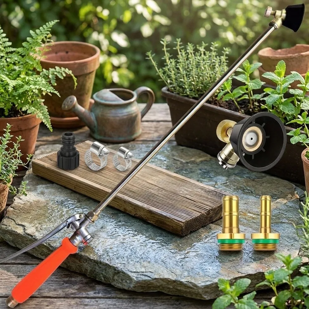 Metal Construction Sprayer Wand with 1/4 and 3/8 Brass Barb Adapters for Consistent Performance for across Applications