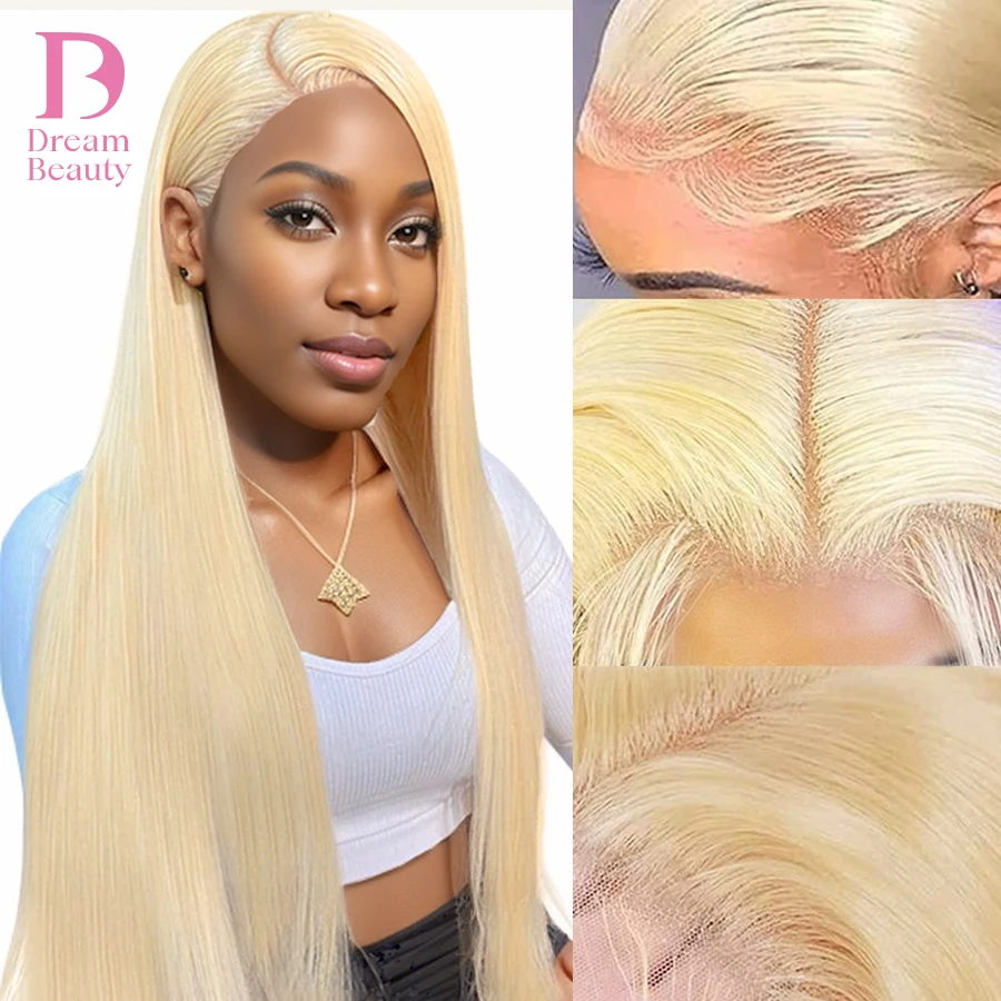 Honey Blonde Color Lace Front Cabelo Humano Perucas para Mulheres, Transparente, Brasileiro, Em Linha Reta, Frontal, 13x4, 13x6, 5x5, 613