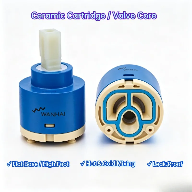 Ceramic Valve Cartridge 35mm 40mm Flat Base High Foot – Hot Cold Mixer Cartridge Replacement for Kitchen Faucet Basin Shower 2