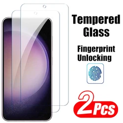 2PCS Fingerprint Unlocking Tempered Glass For Samsung Galaxy S24 Ultra S23 S21 S20 FE S24 S23 S22 Plus Glass Screen Protector