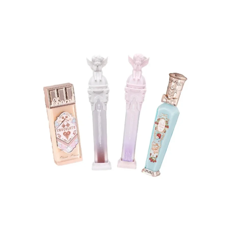Flower Knows Lip Cream Little Angel Feather Lipstick,Strawberry Rococo & Chocolate Wonder-Shop Cloud Lip Glaze,Velvet Matte