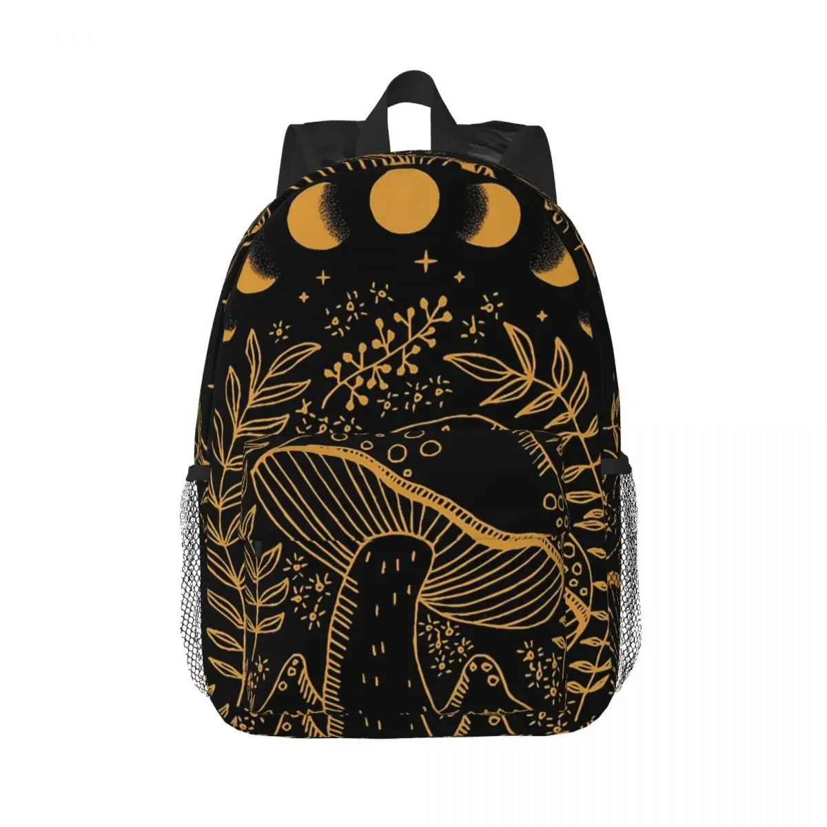 Goblincore Cottagecore Witchy Moon With Fungi Mushroom Phases Backpacks Boys Girls Bookbag Students School Rucksack Shoulder Bag