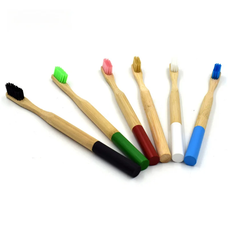 

Colorful Round Handle Bamboo Toothbrush EcoFriendly Adult Nylon Bristles