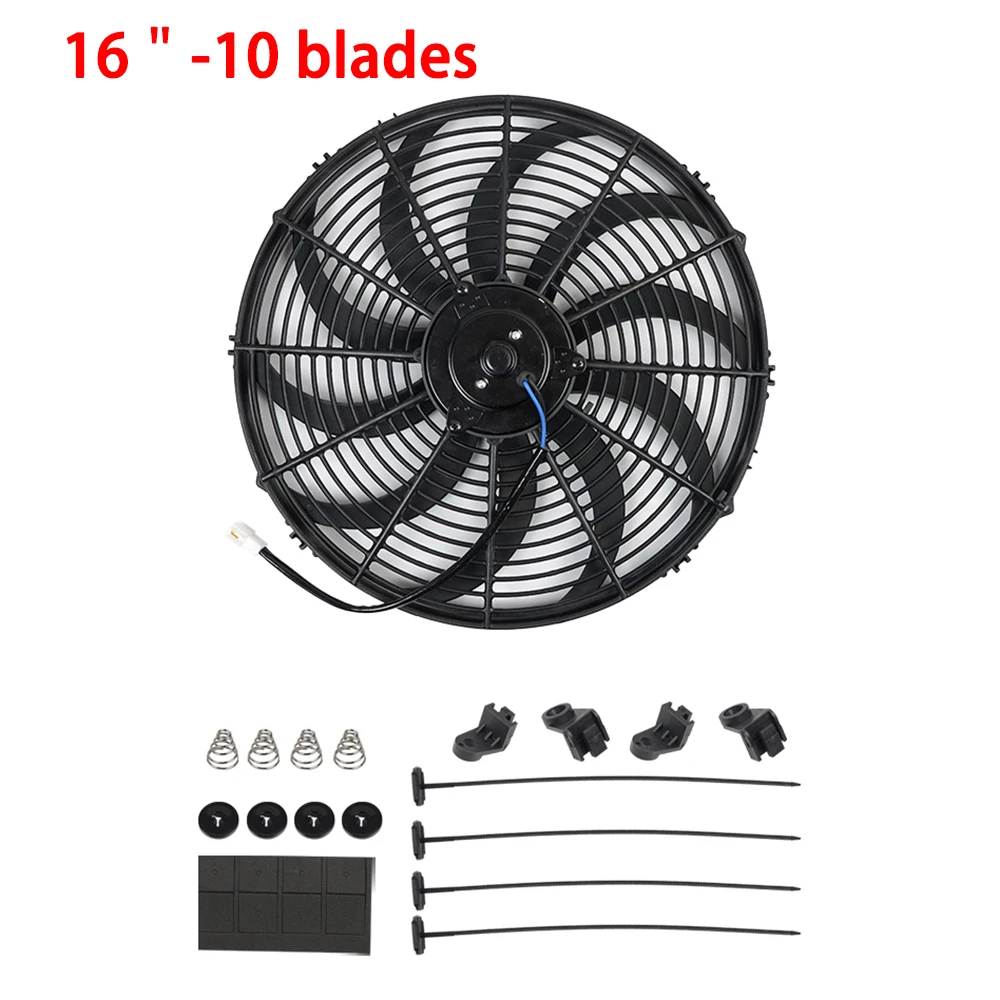 Universele 7/9/10/12/14/16 Inch 12V 80W 2100RPM Auto airconditioning Elektronische Radiator Koelventilator Blade Elektrische Cool Kit
