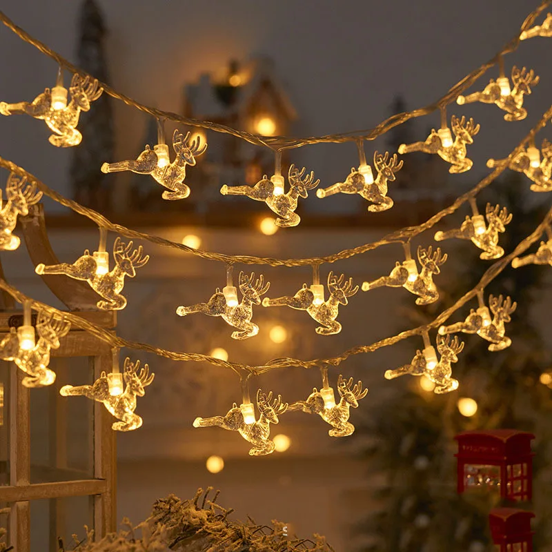 3M 20LED Christmas Lights Reindeer String Lights Christmas Decorations for Bedroom Mantel Indoor Outdoor Thanksgiving Decor