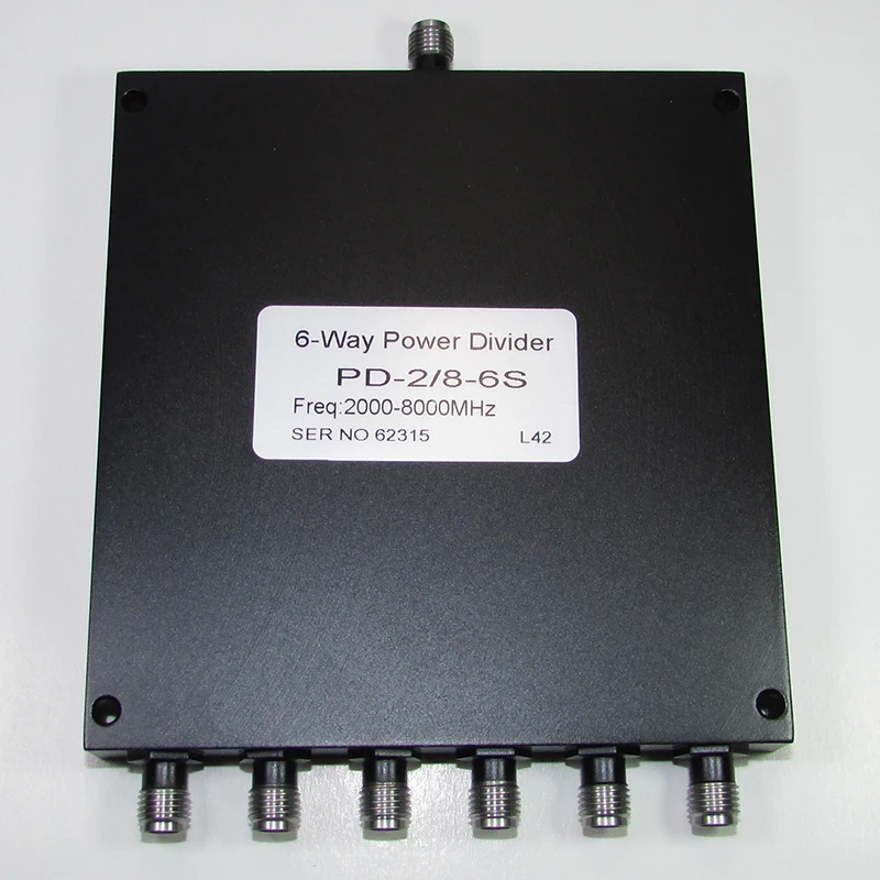 

2-8GHz 30W SMA RF Microwave One Split Six Broadband Power Divider 6-way Power Divider