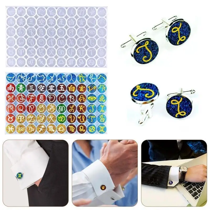 A52E Manschettenknöpfe Manschettenknopf Silikonform Tablett Konstellation Rundes Symbol Hängender Anhänger Ornament Epoxidharz – Detail 4