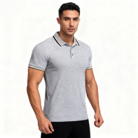 Summer stylish men's short-sleeved collar T-shirt, new solid-color casual Polo shirt, trendy, breathable and loose basic top