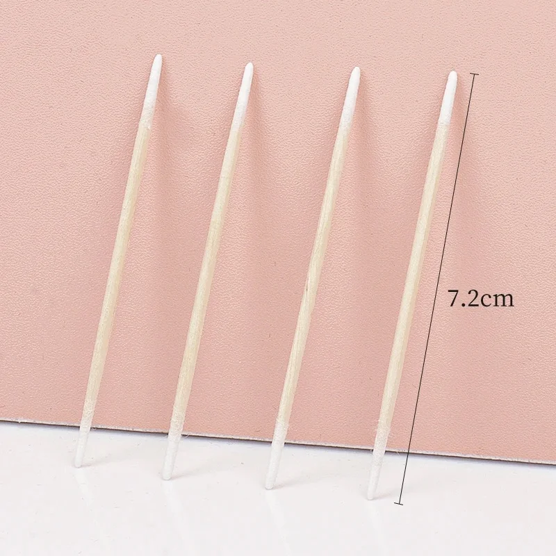 Disposable Ultra-small Double-end Wood Cotton Swab 100pcs Lint Free Micro Brushes Eyelash Extension Glue Removing Tools